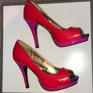 Block Colored Pumps - Hot Pink Heel!